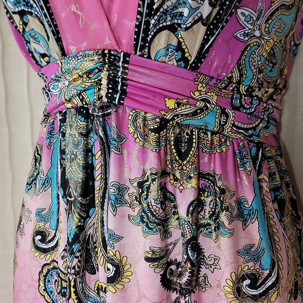 Y2K Boho Metallic Halter Style Maxi - Picture 7 of 12
